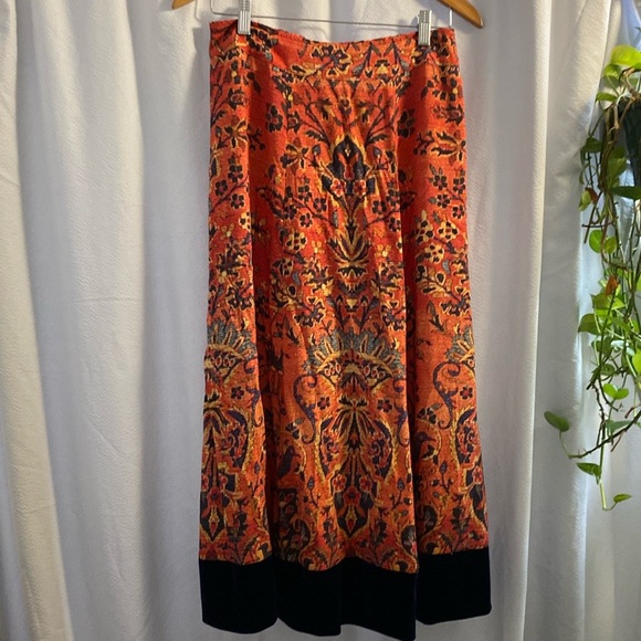 Soft Surroundings Dresses & Skirts - Floral print and velvet midi skirt